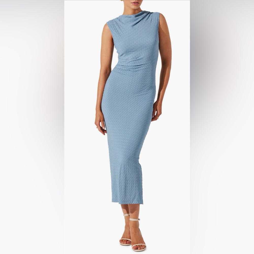 ASTR the label Textured Cowl Neck Midi Dress